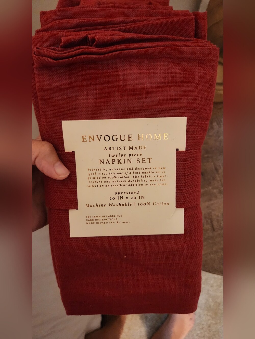Envogue Home Oversized Napkin Set - Deep Rust Red